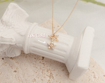 14K Gold Star Opal Necklace: Celestial Jewelry, October Birthstone