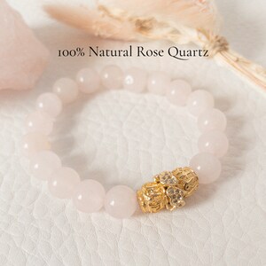 18K Madagascar Rose Quartz Bracelet: AAA Gemstone, Self Love Gift imagem 2