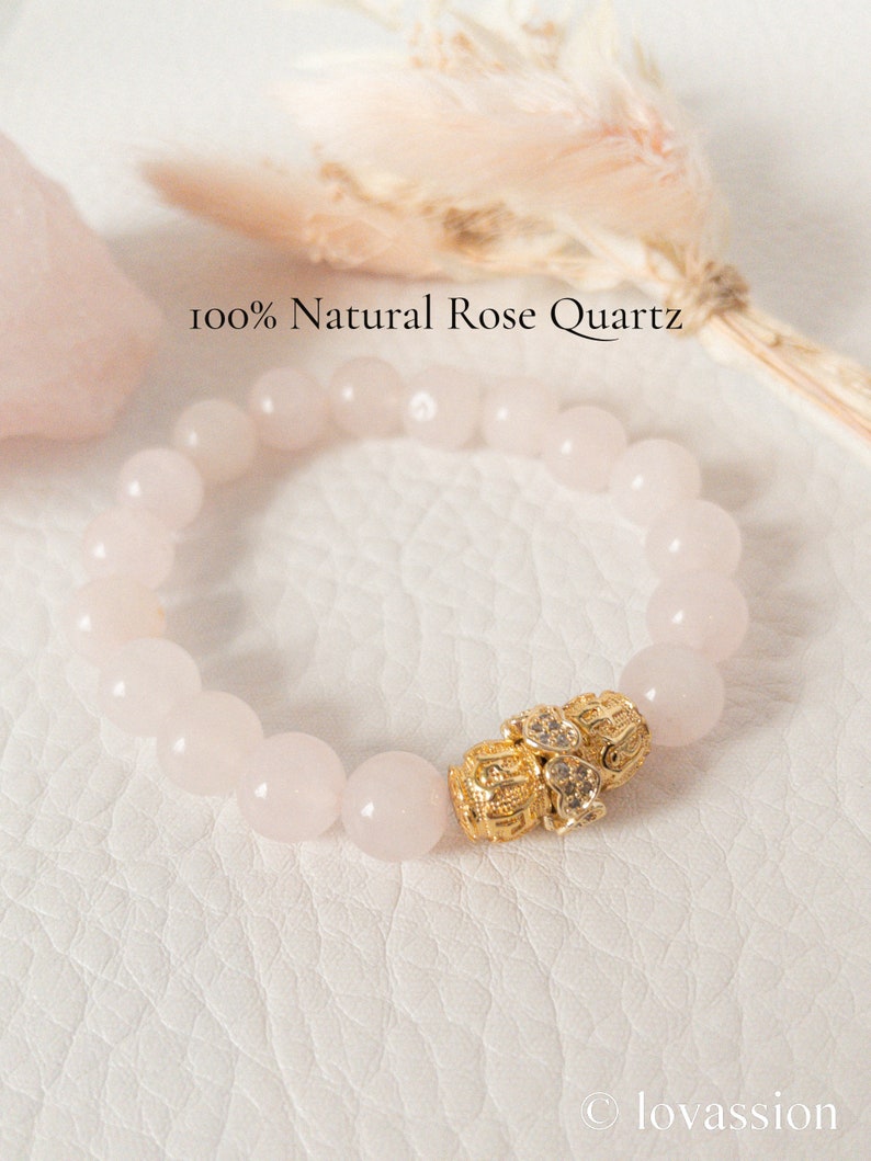 18K Madagascar Rose Quartz Bracelet: AAA Gemstone, Self Love Gift imagem 2