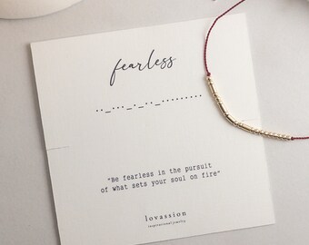 14K FEARLESS Morse Code Bracelet • fearless bracelet • graduation gift • encouragement • motivational • meaningful gift • inspirational gift