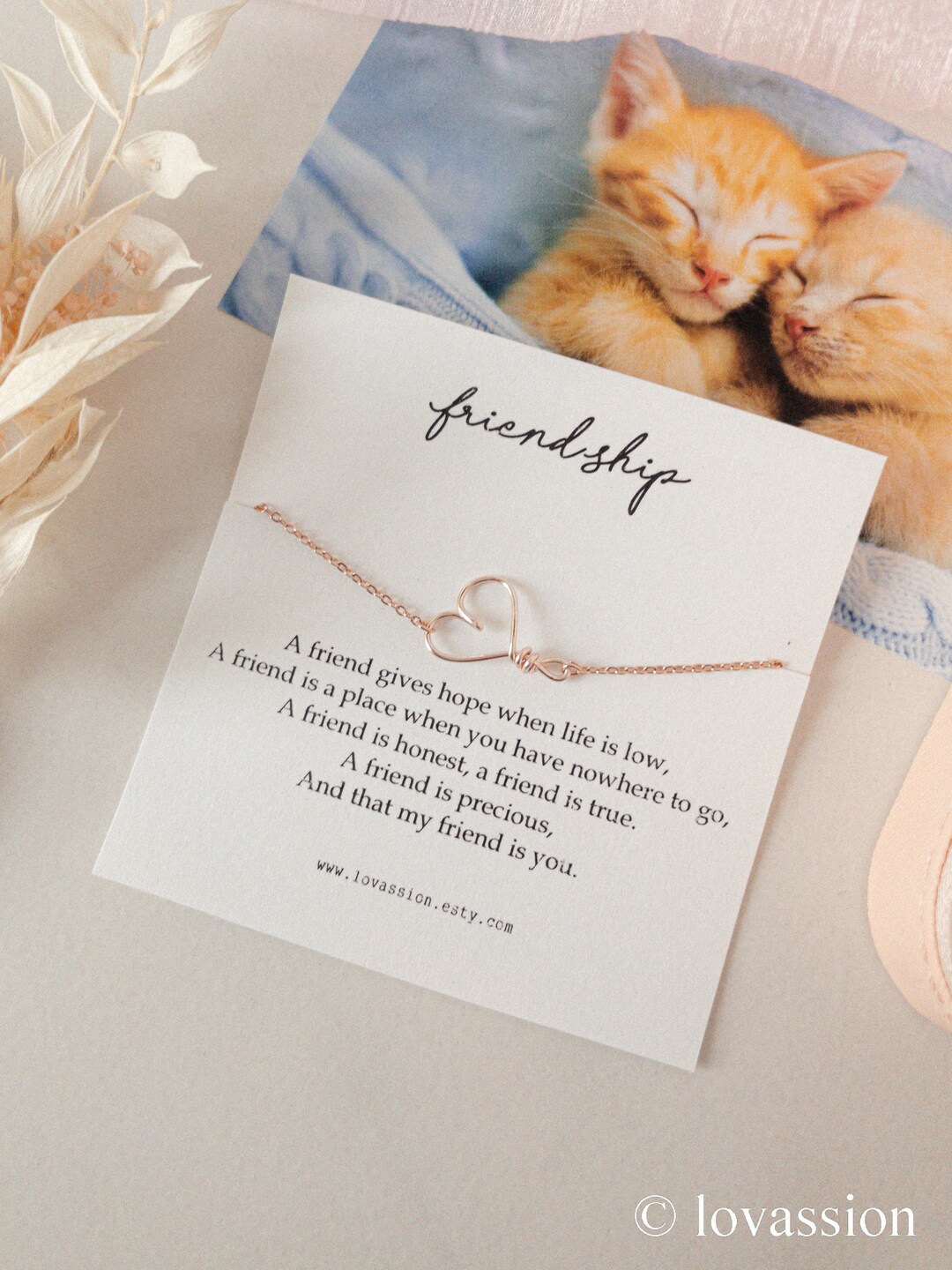 14K Heart Friendship Bracelet ??? Meaningful Friendship Gift ??? Friend ...