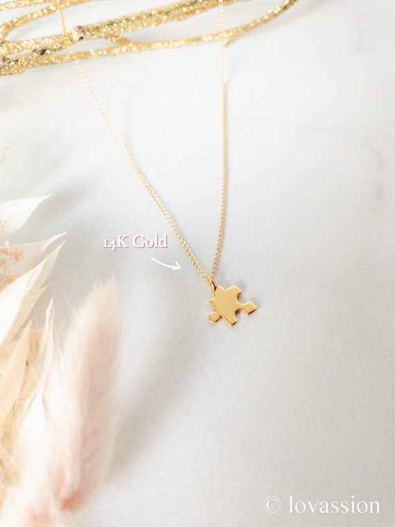 14k gold 2024 puzzle piece necklace