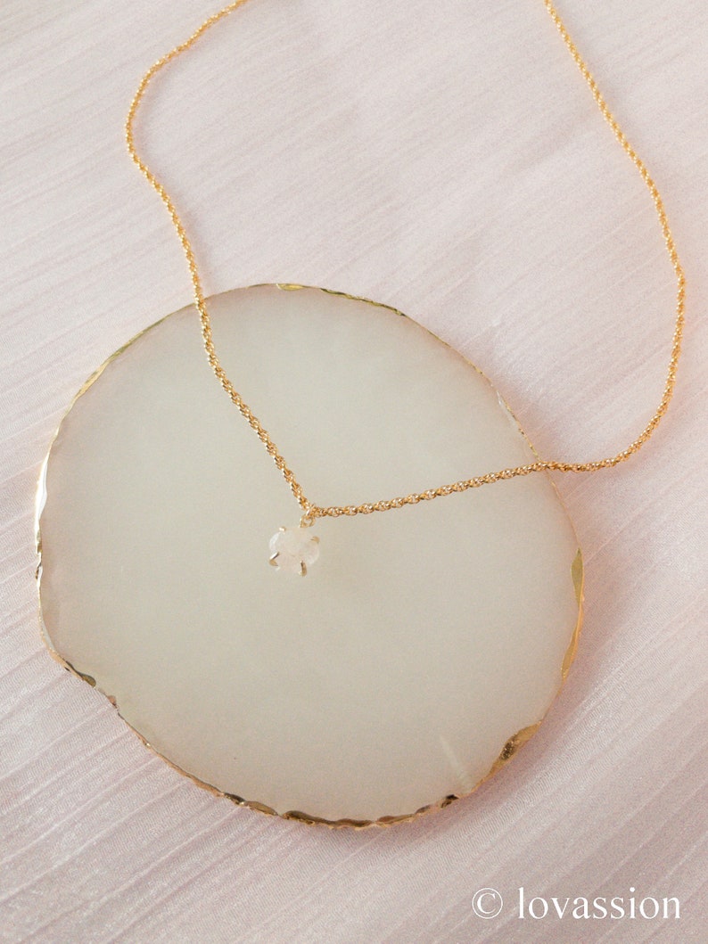 16K Gold Rose Quartz Necklace tiny rose quartz necklace rose quartz pendant necklace rose quartz charm necklace rose quartz jewelry image 6