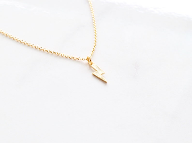 Gold Lightning Bolt Necklace Tiny Lightning Bolt Necklace Etsy Canada