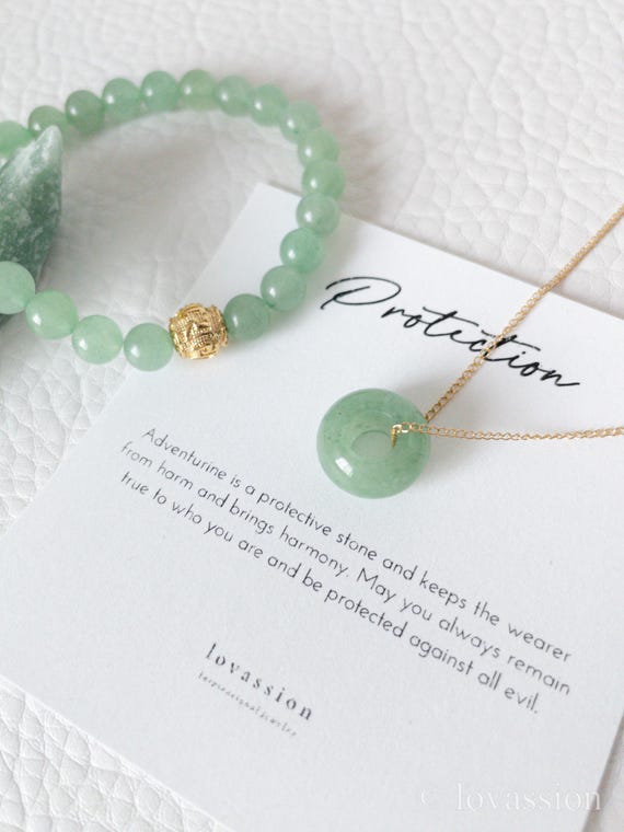18K Gold-filled Green Aventurine Necklace • natural round gemstone necklace • donut gemstone necklace • aventurine jewelry • stone necklace