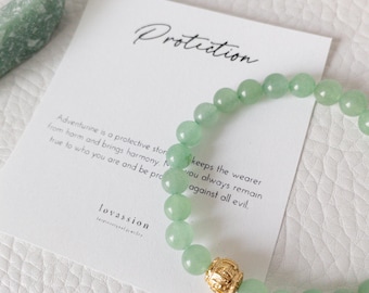 18K Green Aventurine Bracelet • 6mm aventurine stone bracelet • aventurine jewelry • prosperity bracelet • abundance bracelet • healing