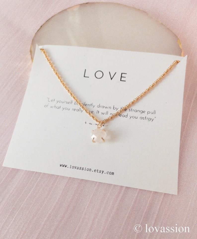 16K Gold Rose Quartz Necklace tiny rose quartz necklace rose quartz pendant necklace rose quartz charm necklace rose quartz jewelry image 5