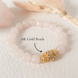 18K Madagascar Rose Quartz Bracelet: AAA Gemstone, Self Love Gift imagem 3