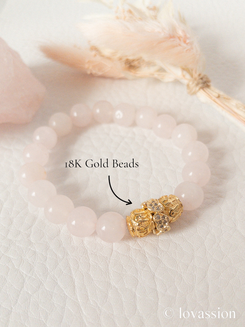 18K Madagascar Rose Quartz Bracelet: AAA Gemstone, Self Love Gift imagem 3