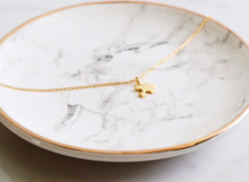 Gold Puzzle Piece Necklace Puzzle Piece Necklace Autism Etsy