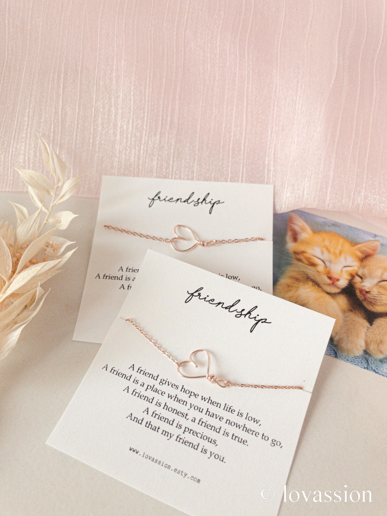 14K Heart Friendship Bracelet Meaningful Friendship Gift - Etsy
