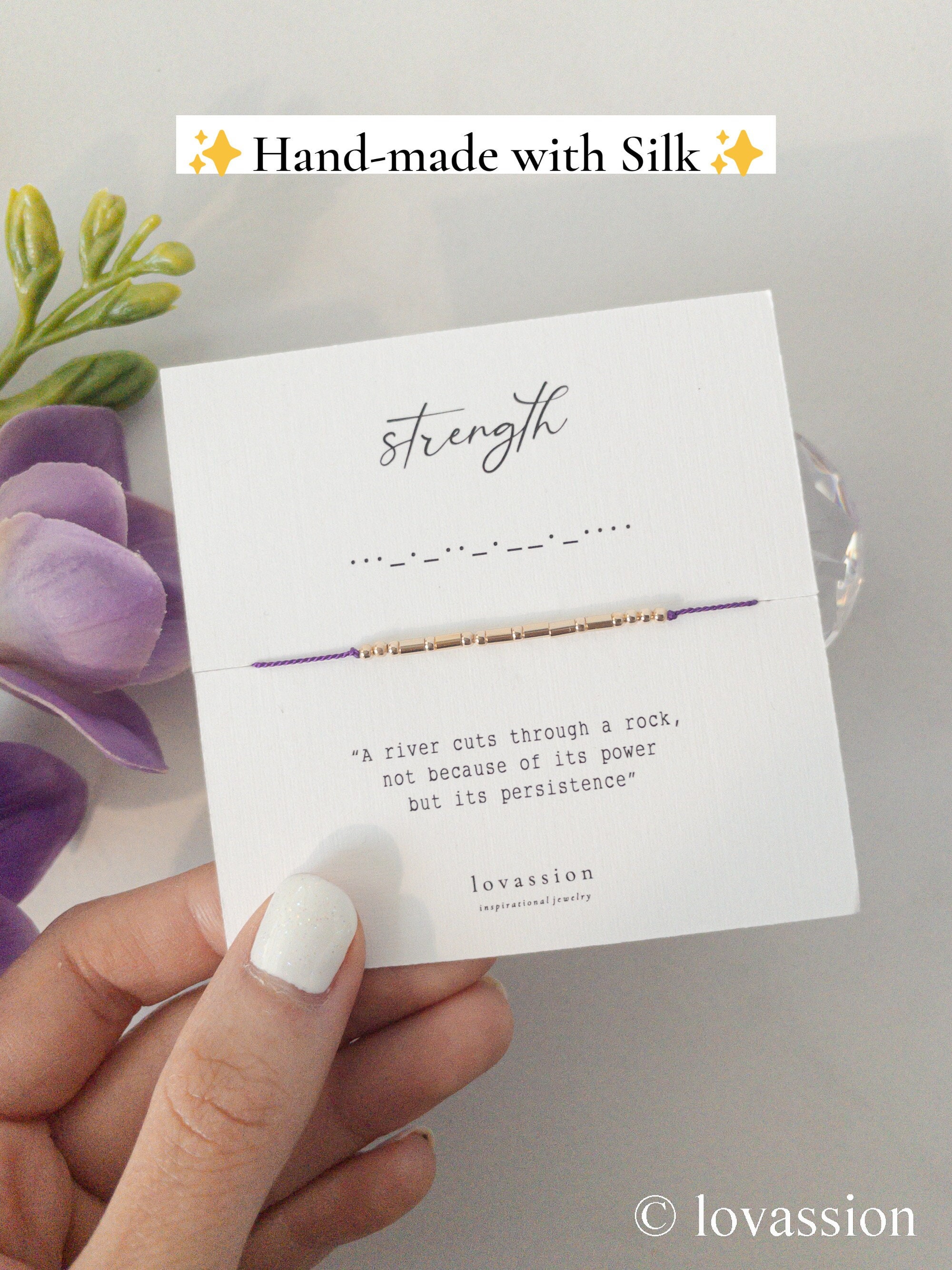 14K STRENGTH Morse Code Bracelet • strong morse code bracelet • strength bracelet • be strong bracelet • motivational bracelet • gift