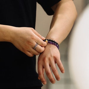 men's amethyst bracelet, stress relief gift for him