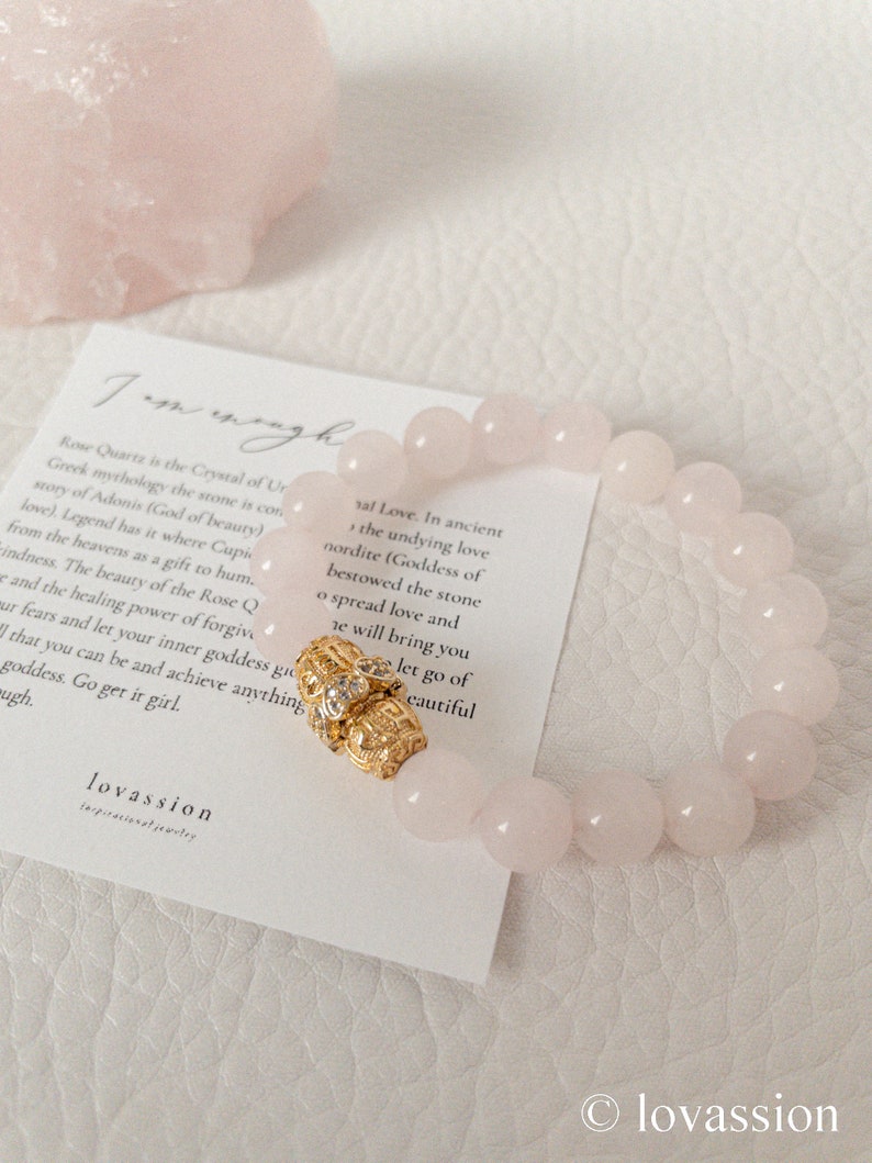 18K Madagascar Rose Quartz Bracelet: AAA Gemstone, Self Love Gift imagem 6