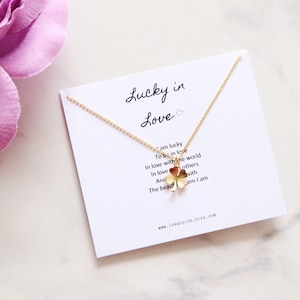 14K Gold Four Leaf Clover Necklace • four leaf clover necklace • clover necklace • good luck necklace • shamrock necklace • good luck gift