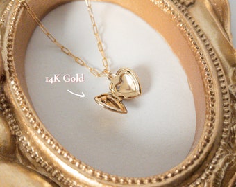 14K Heart Locket Necklace • gold locket necklace • tiny locket necklace • dainty locket necklace • locket pendant • anniversary gift