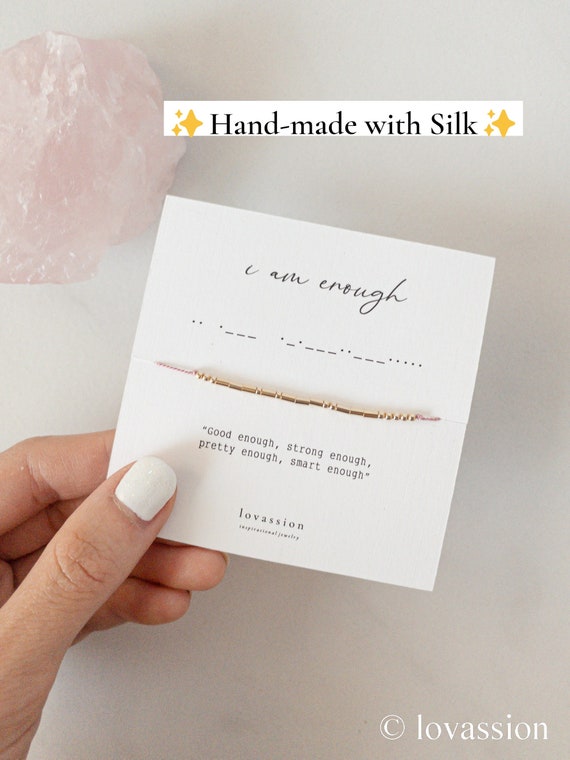 14K Gold-filled Morse Code Bracelet: "I am Enough" Bracelet, Self-love Bracelet, Self-love Gift, Meaningful Jewelry