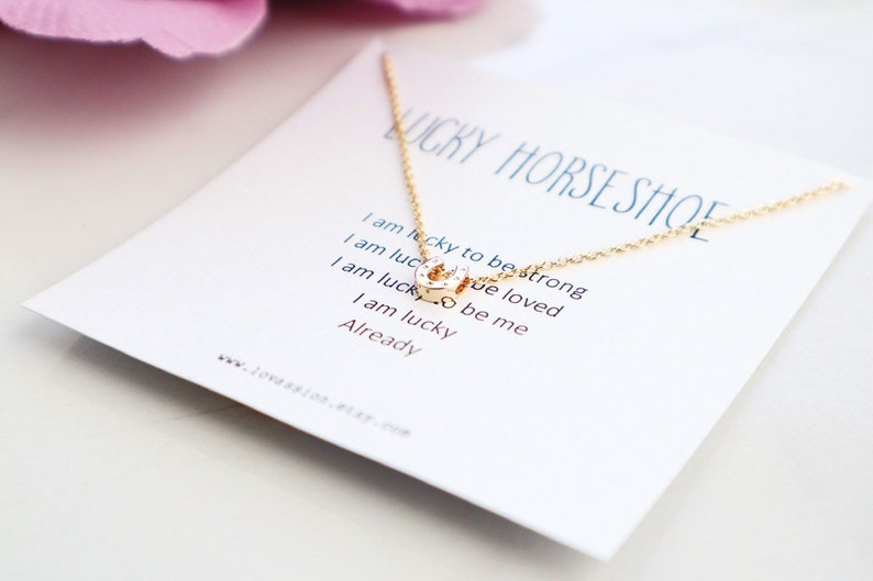 14K Gold Horseshoe Necklace silver horseshoe necklace tiny horseshoe necklace horse lover gift good luck gift daughter gift image 1