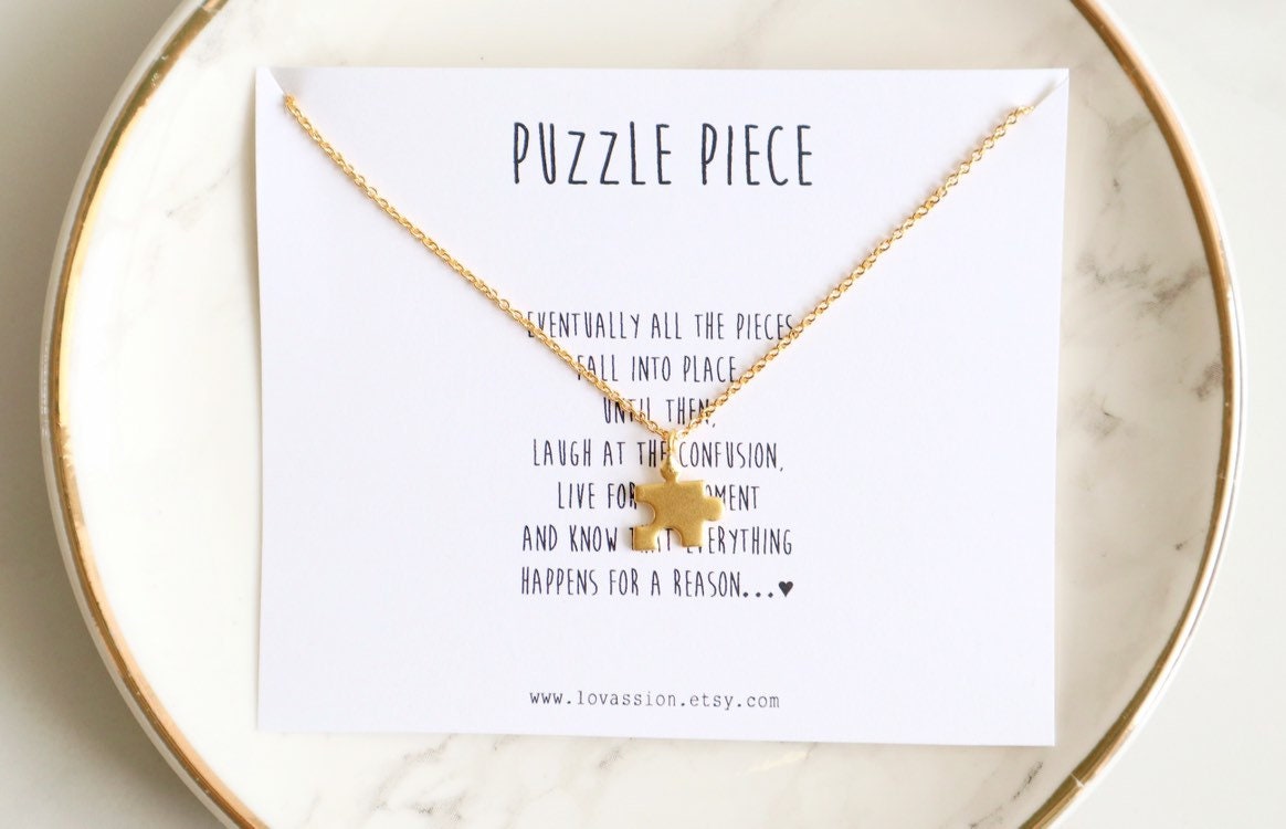 Gold Puzzle Piece Necklace Puzzle Piece Necklace Autism Etsy