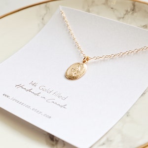 Collar de la Virgen María en oro de 14 quilates: Medallón bendecido pequeño