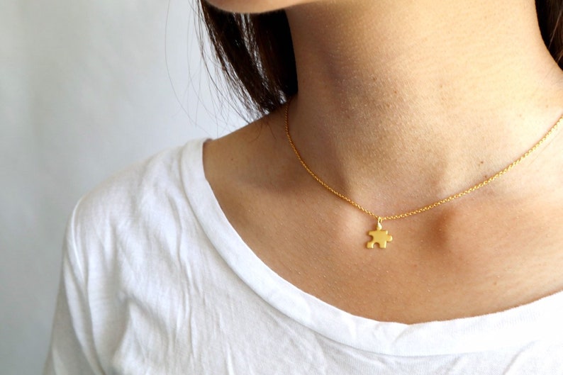 Gold Puzzle Piece Necklace Puzzle Piece Necklace Autism Etsy