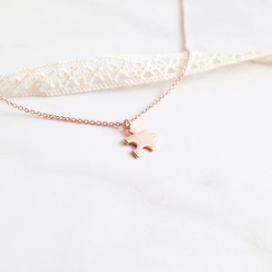 14K Rose GOLD FILLED Puzzle Piece Necklace autism awareness necklace puzzle quote necklace gift for teacher gift for graduation Bild 1