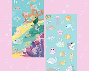 Ocean Animals Sticker Savings Challenge | Cash Stuffing