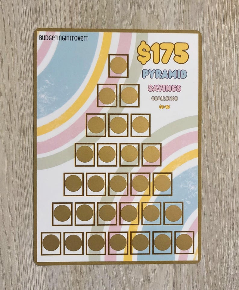 175/300/500/1000 Dollar Pyramid Scratch off Savings Challenge | Low ...