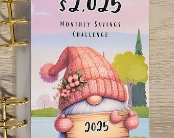 2025 Gnome Themed Monthly Savings Challenge Binder | Savings Challenge