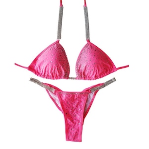 ON SALE !!!!!New, made to order crystal competition bikini suit - Desire pink