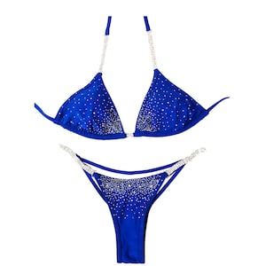ON SALE !!!!!New, made to order crystal competition bikini suit - Lovely Blue