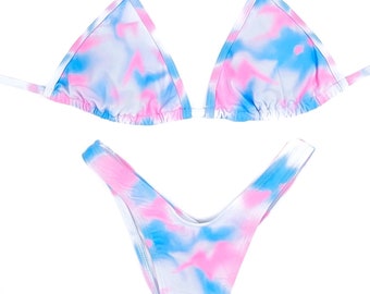 Wellness Competition Bikini | Practice and Posing Suit - Pink and blue tie dye