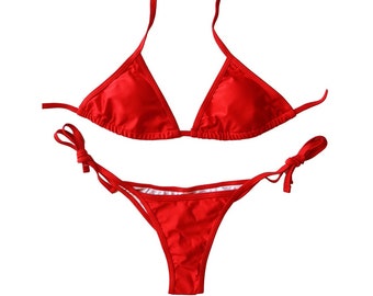 Red Competition Bikini: Padded Top, Brazilian/Pro Cut Bottom