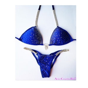 ON SALE !!!!!New, made to order crystal competition bikini suit - Desire Blue