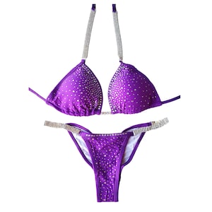 ON SALE !!!!!New, made to order crystal competition bikini suit - Desire purple
