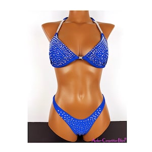 ON SALE !!!!!New, made to order crystal wellness competition bikini suit - desire blue