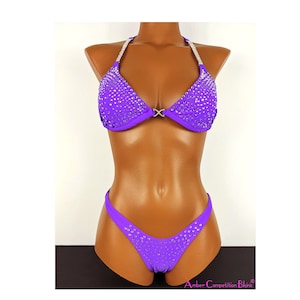 ON SALE !!!!!New, made to order crystal wellness competition bikini suit - desire purple