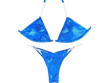 ON SALE!!!!Practice bikini/posing suit/competition bikini NEW, never worn - Hologram Blue