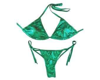 Bikini de práctica/traje de posar/bikini de competición nuevo, nunca usado - Holograma verde