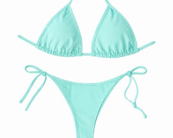 Bikini Posing Suit Light blue NPC IFBB Bikini for Bodybuilding and Fitness