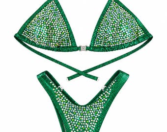 Bodybuilding Figure and Physique Posing Suit - Sexy Green