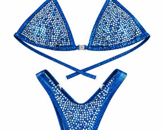 Bodybuilding Figure and Physique Posing Suit - Sexy Blue