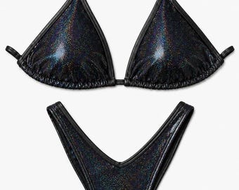Wellness Competition Bikini | Practice and Posing Suit - Hologram black