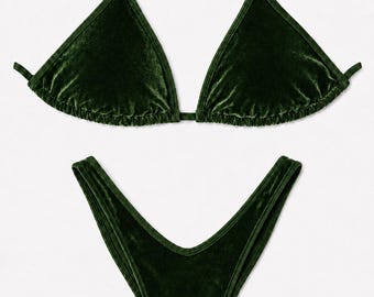 Wellness Competition Bikini | Practice and Posing Suit - Velvet green