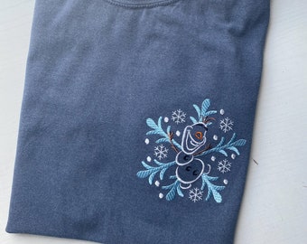 Olaf Snowflake Embroidered T-Shirt | Disney Christmas Embroidered T-Shirt
