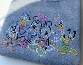 Mickey and the Gang Embroidered Sweatshirt | Disney Sensational Six Embroidered Sweatshirt | Mickey | Minnie |Donald | Daisy | Goofy| Pluto