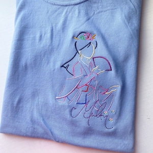 Mulan Embroidered Shirt | Disney Embroidered T-Shirt | Disney Princess Embroidered T-Shirt