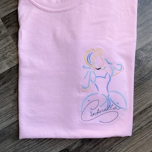 Cinderella Embroidered T-shirt | Disney Princess Embroidered Shirt | Disney World | Disneyland | Embroidered Tank Top | T-shirt