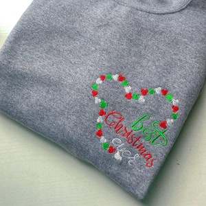 Best Christmas Ever Mickey Embroidered Crewneck | Disney Christmas Embroidered Shirt