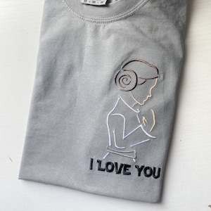Princess Leia I Love You Embroidered T-Shirt | Disney Embroidered Shirt